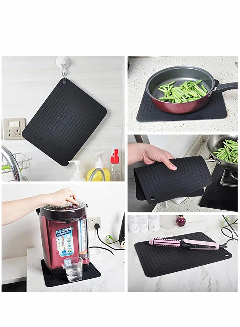 Excefore حصائر سيليكون ثلاثية الأبعاد للأطباق، حوامل أواني سيليكون مقاومة للحرارة، وسادات كبيرة ساخنة لطاولة المطبخ - 12" × 9" ثلاثيات للأواني والمقالي مجموعة من 2 - Image 4