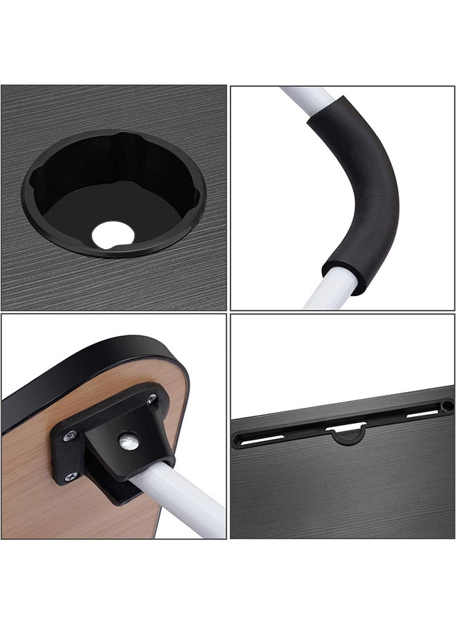 Portable Folding Laptop Desk for Bed With iPad and Cup Holder Adjustable Lap Tray Notebook Stand Foldable Non-Slip Legs Reading Table Tray for Working Studying Camping 60x40x28cm Black
