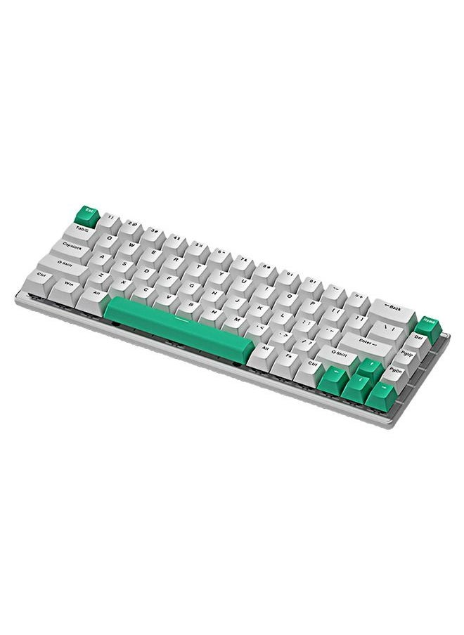 Flash Hawk 65% Wired Blue Switch Gaming Keyboard with RGB Backlit, 68 Keys Hot-Swappable Compact Mechanical Keyboard for PC White/Green  - Image 1
