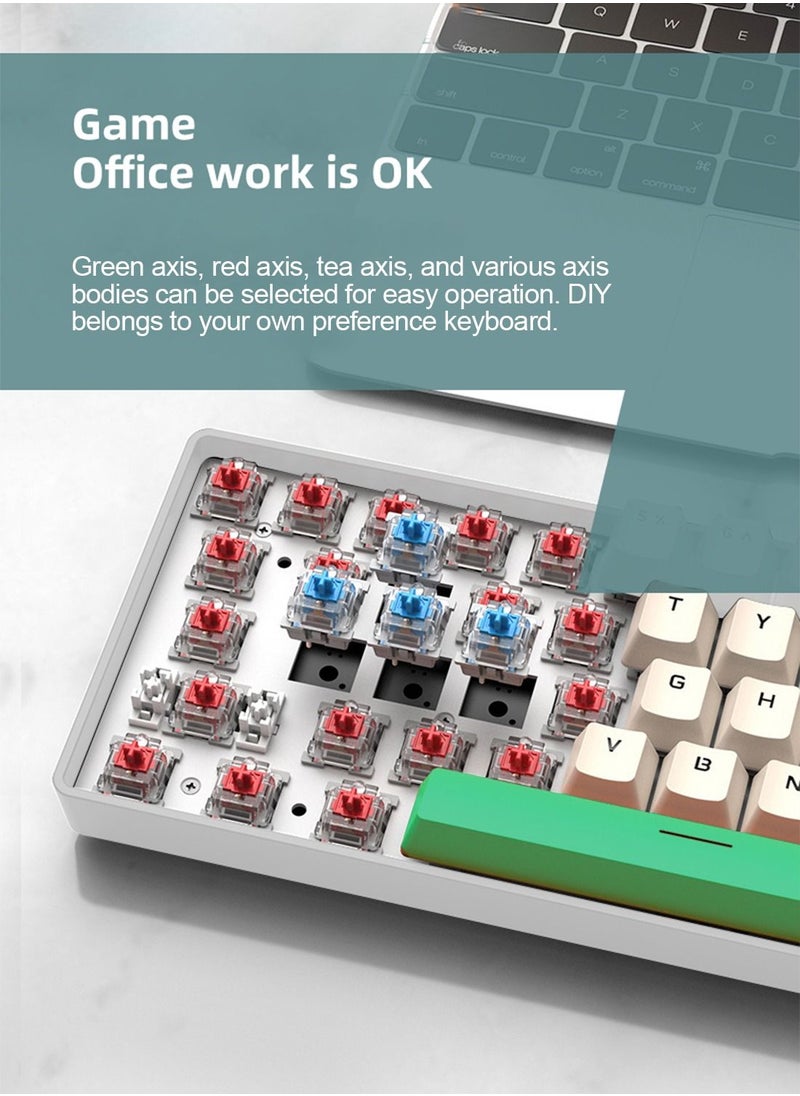 Flash Hawk 65% Wired Blue Switch Gaming Keyboard with RGB Backlit, 68 Keys Hot-Swappable Compact Mechanical Keyboard for PC White/Green  - Image 3