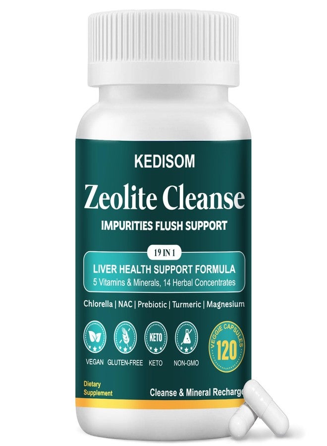 KEDISOM 19 in 1 Liver Cleanse Detox & Repair - Zeolite Detox Supplement for Gut Health, Cognition & Natural Energy with Noni, NAC, Chlorella, Spirulina, ALA, Milk Thistle, Black Pepper & Vitamin C, 120ct - Image 1