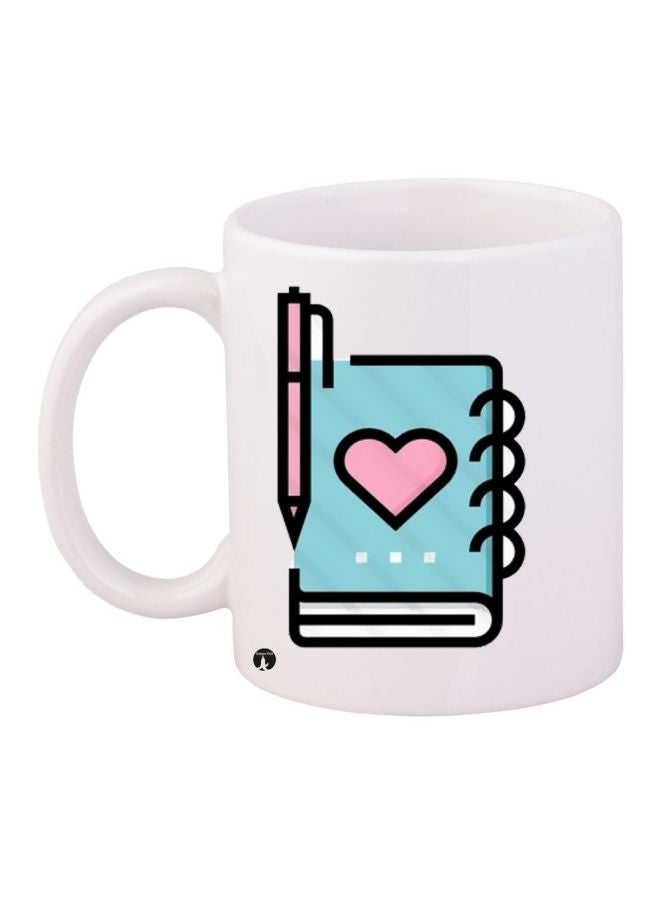 RYN Notebook Printed Coffee Mug White/Pink/Blue 11ounce