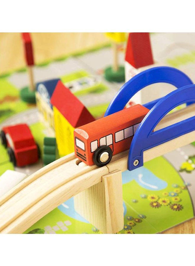 40-Piece Educational Wooden Rail Overpass Train Track Set - Image 4