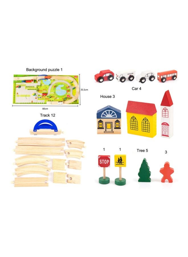 40-Piece Educational Wooden Rail Overpass Train Track Set - Image 2