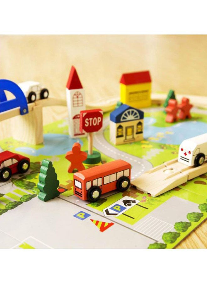 40-Piece Educational Wooden Rail Overpass Train Track Set - Image 5