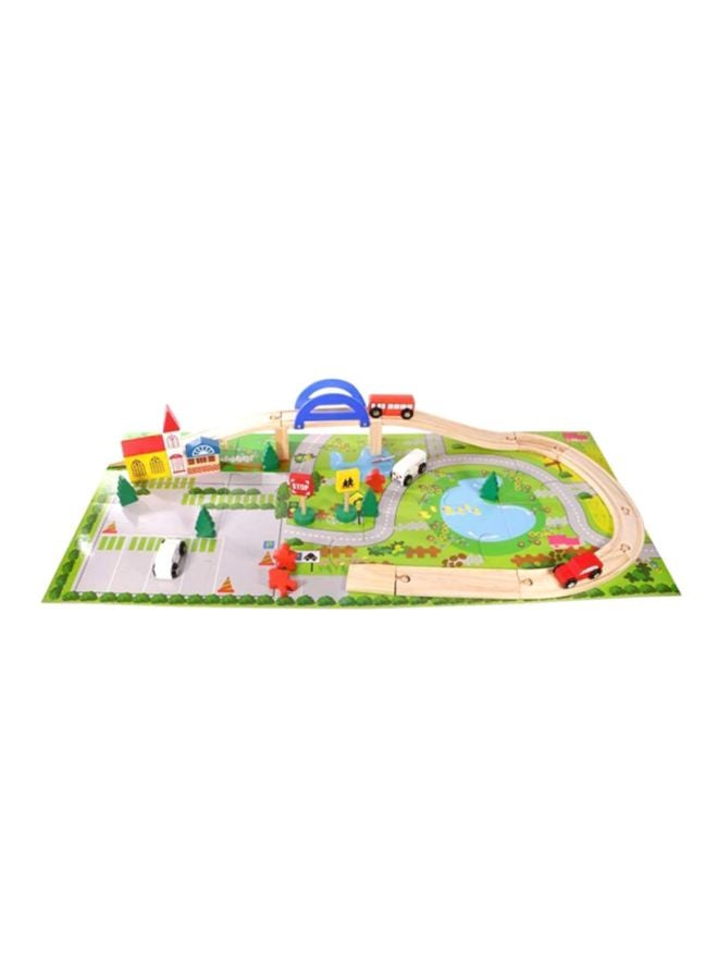 40-Piece Educational Wooden Rail Overpass Train Track Set - Image 1