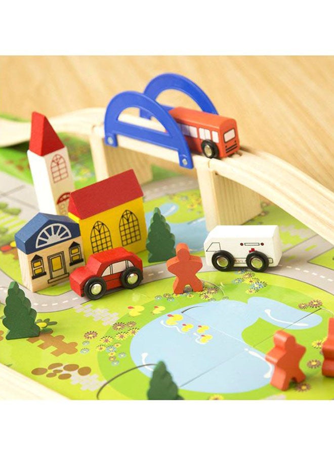 40-Piece Educational Wooden Rail Overpass Train Track Set - Image 3
