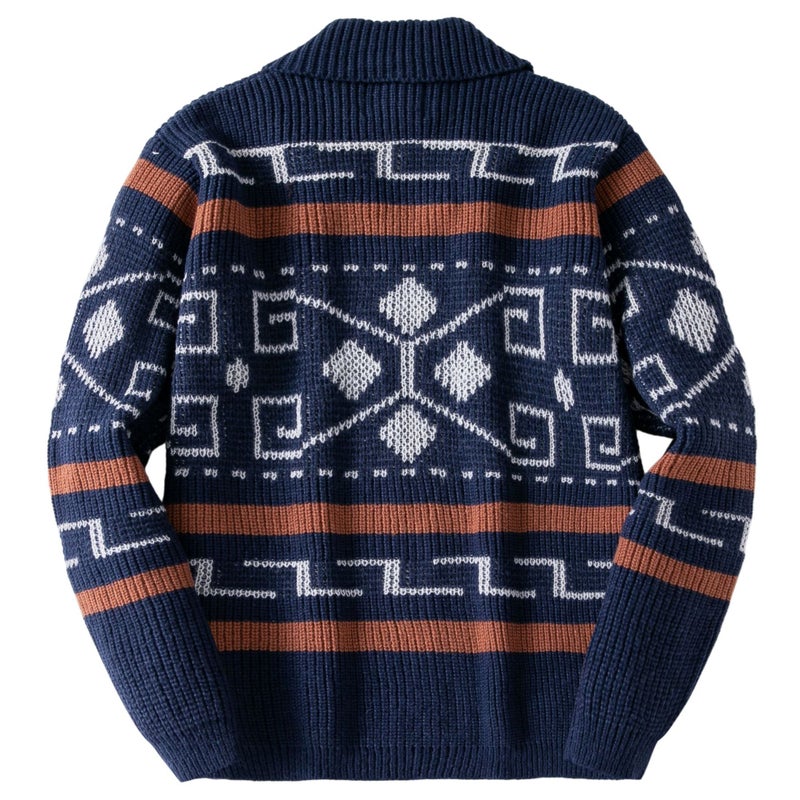 Men's Fair Isle Ethnic Jacquard Zipper Cardigan - Image 4