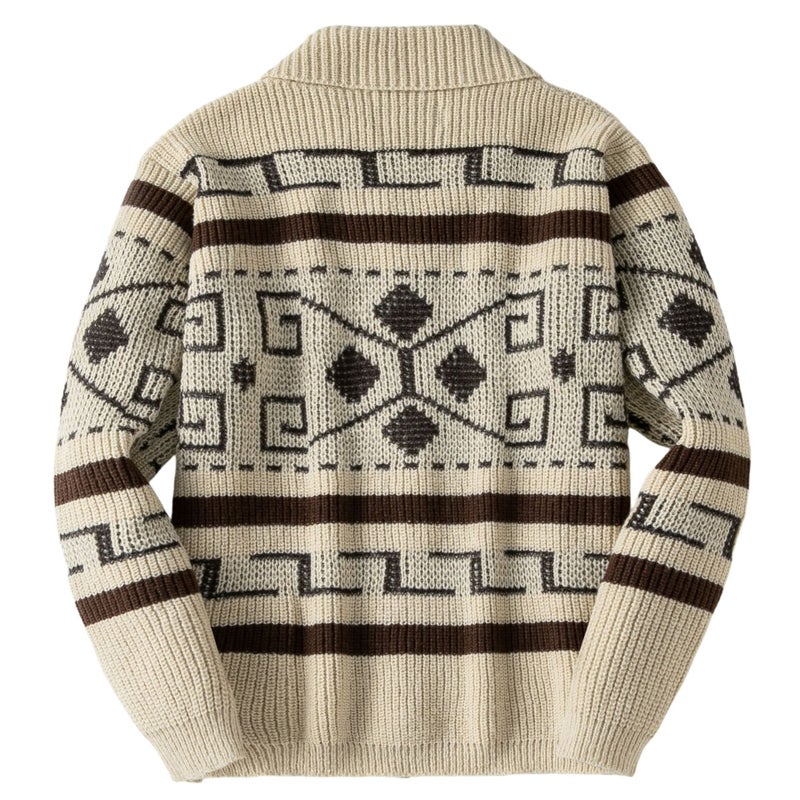 Men's Fair Isle Ethnic Jacquard Zipper Cardigan - Image 2
