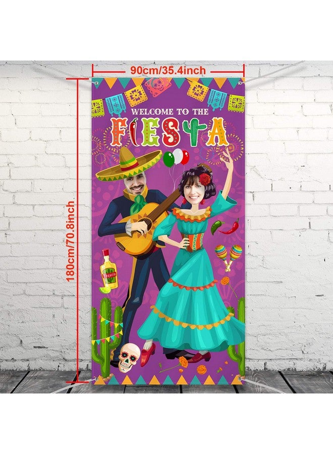 Blulu لافتة باب صورة ثنائية بلولو فييستا، 6 × 3 قدم، أدوات تصوير ثنائية لمهرجان سينكو دي مايو، خلفية حفلة فييستا، كشك صور من قماش عملاق، لوازم حفلة عيد ميلاد بموضوع المهرجانات المكسيكية المضحكة - Image 2