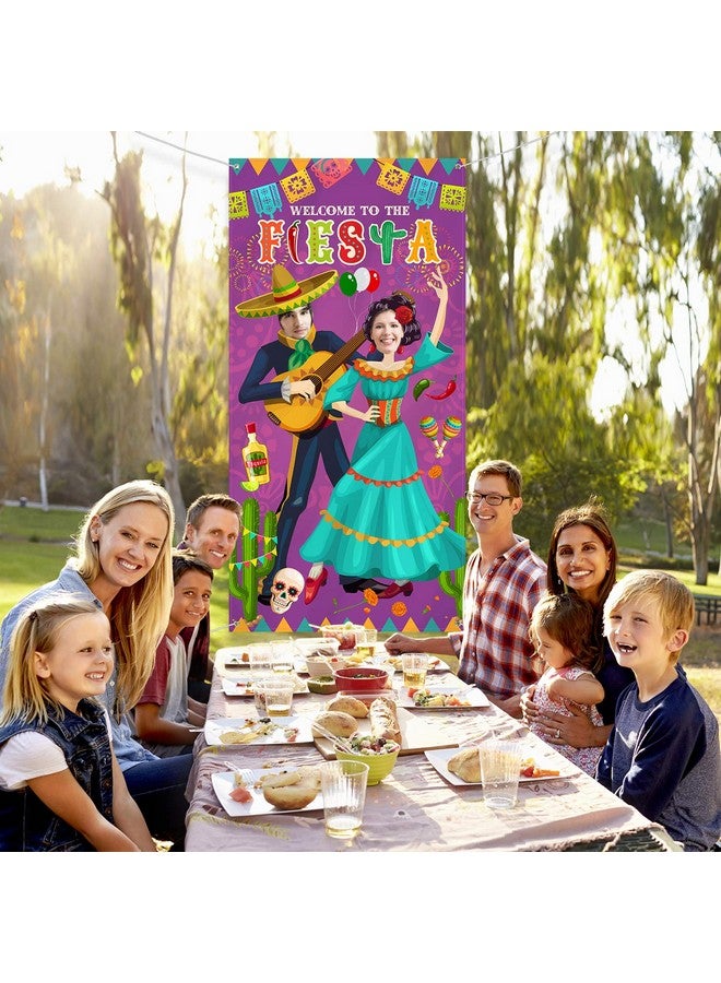 Blulu لافتة باب صورة ثنائية بلولو فييستا، 6 × 3 قدم، أدوات تصوير ثنائية لمهرجان سينكو دي مايو، خلفية حفلة فييستا، كشك صور من قماش عملاق، لوازم حفلة عيد ميلاد بموضوع المهرجانات المكسيكية المضحكة - Image 5