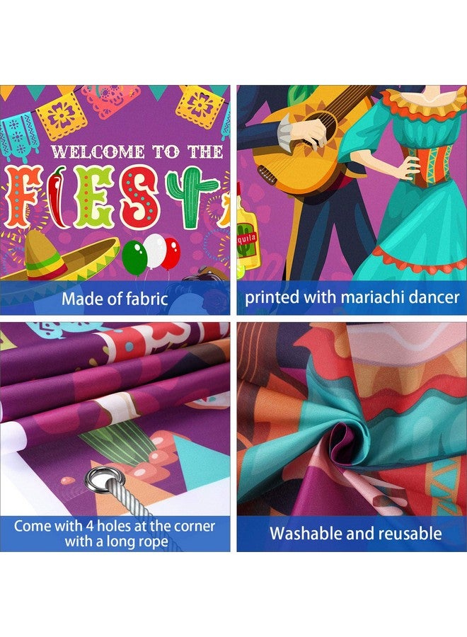 Blulu لافتة باب صورة ثنائية بلولو فييستا، 6 × 3 قدم، أدوات تصوير ثنائية لمهرجان سينكو دي مايو، خلفية حفلة فييستا، كشك صور من قماش عملاق، لوازم حفلة عيد ميلاد بموضوع المهرجانات المكسيكية المضحكة - Image 4