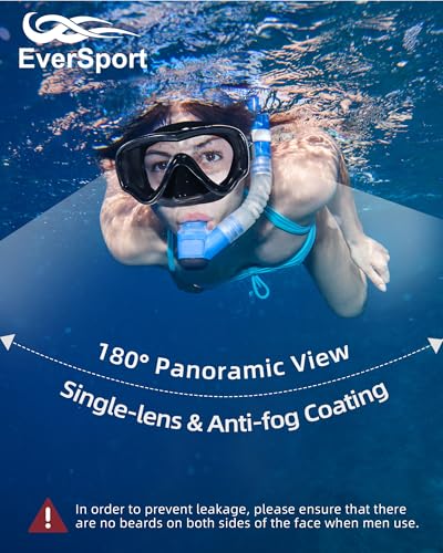 EverSport Swim Goggles Adult with Nose Cover for Women Men No Leak, Clear Wide View Diving Scuba Mask Open Water Pool Swimming Goggles Silicone Shower Goggles Youth Nose Goggles - Image 2