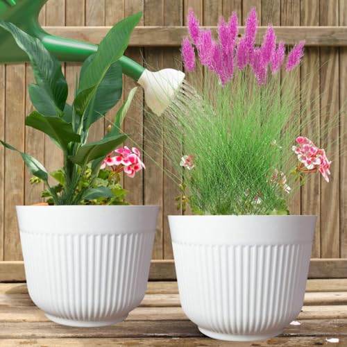 IMAGINEA 12 Inch Flower Pot for Home Decoration | Big Size Plastic Pot for Living Room, Office | Gamla for Home, Laws & Garden Décor | Pots for Balcony | Large Pots for Garden (White, Pack of 2) - Image 4