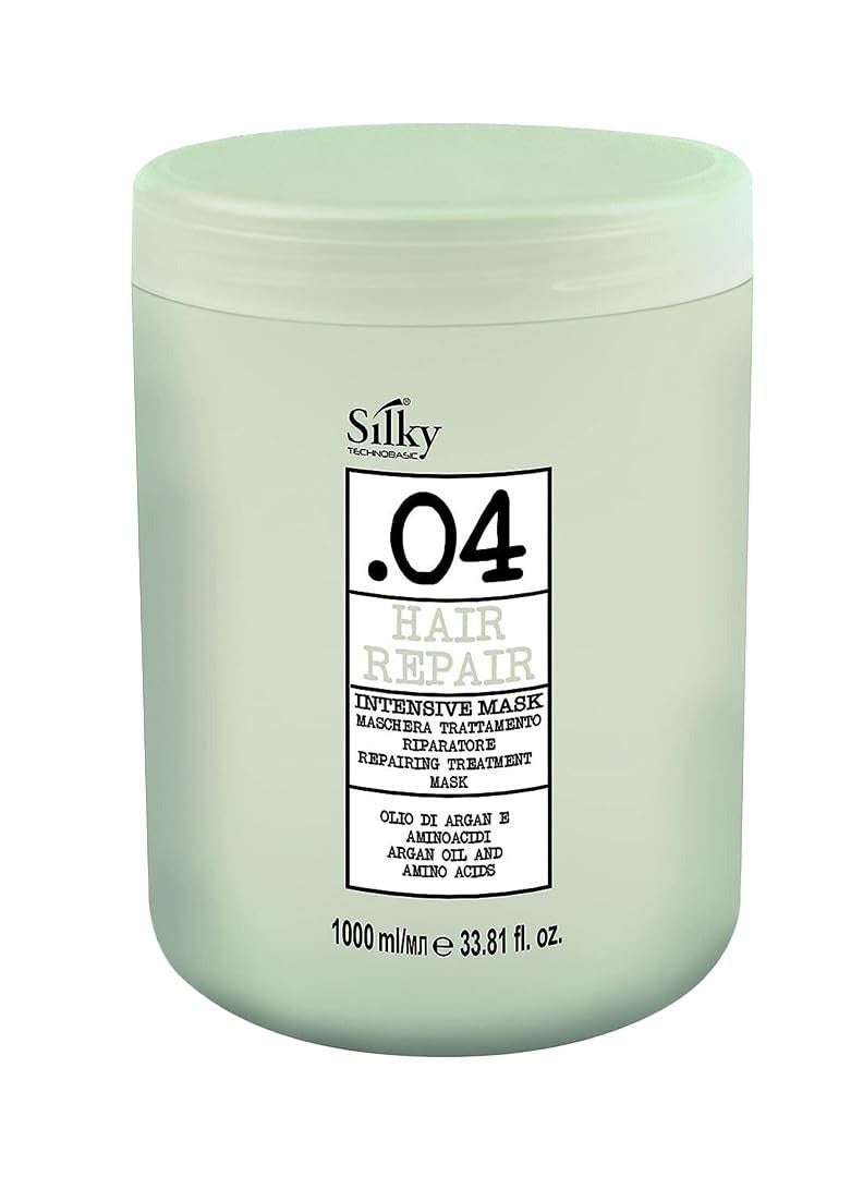 SILKY SILKY .04 Intensive Hair Repair Mask - Deep Conditioning Treatment with Argan Oil, Amino Acids, & Rice Protein - Hair Repair Treatment for Dry & Damaged Hair with Balanced PH Levels - 33.8oz - Image 1