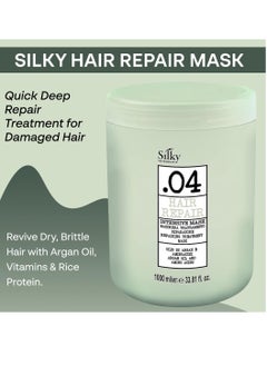SILKY SILKY .04 Intensive Hair Repair Mask - Deep Conditioning Treatment with Argan Oil, Amino Acids, & Rice Protein - Hair Repair Treatment for Dry & Damaged Hair with Balanced PH Levels - 33.8oz  - Image 4