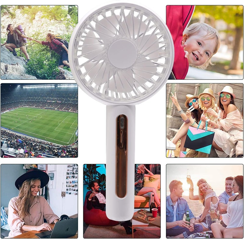 PADOM Carefully engineered build Handheld Fan, Portable Mini Fan Rechargeable with 4 Speeds, Hand Held USB Desk Fan with Cellphone Stand & Adjustable Angle for Office Home Outdoor Traveling (White) Repeated use trusted quality - Image 2