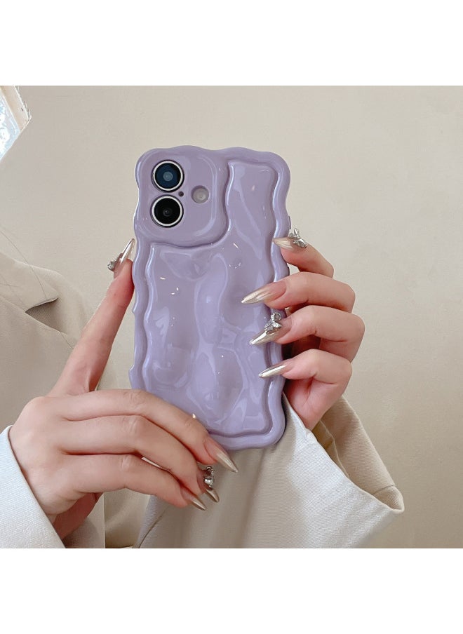 Generic - Ins Niche Water Ripple For IPhone15pro Max Mobile Phone Case Apple 16 14/13 Advanced Sense-Color:Xym Wave Meteorite Cream Purple-Applicable Models:14pro (without Packaging) - Image 1