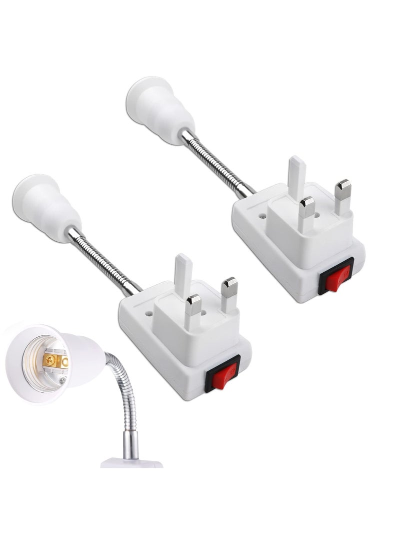 E27 Plug-in Wall Light Socket with Switch, 2 Flexible Arm Lamps for Bedroom and Kitchen, Easy Installation - Image 1