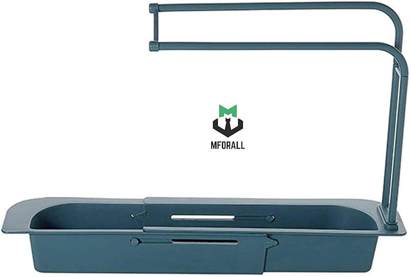 Mforall Telescopic Sink Shelf Adjustable Faucet Plastic Rack Dish Brushes Sponge Storage Shelves Sink Drain Basket Kitchen Sink Holder Rack, Multicolor - Image 2