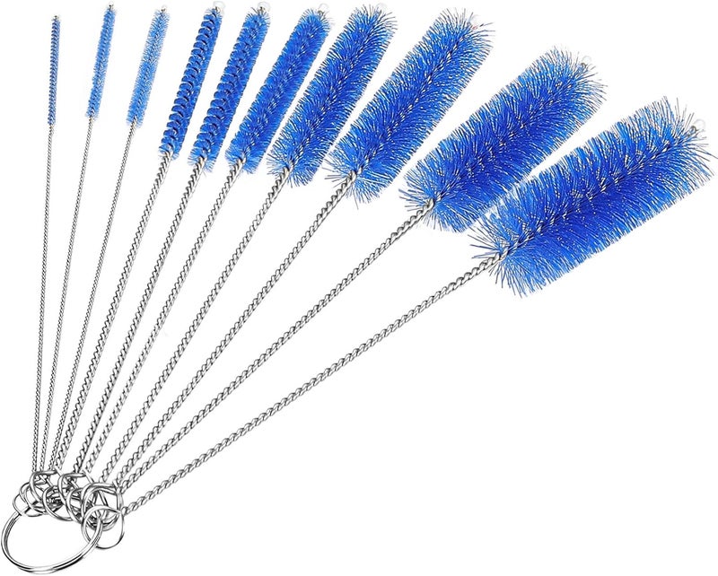 CiaraQ Bottle Cleaning Brushes, 8 Inch Nylon Tube Brush Set, Cleaner for Narrow Neck Bottles Cups with Hook, Set of 10pcs. - Image 1