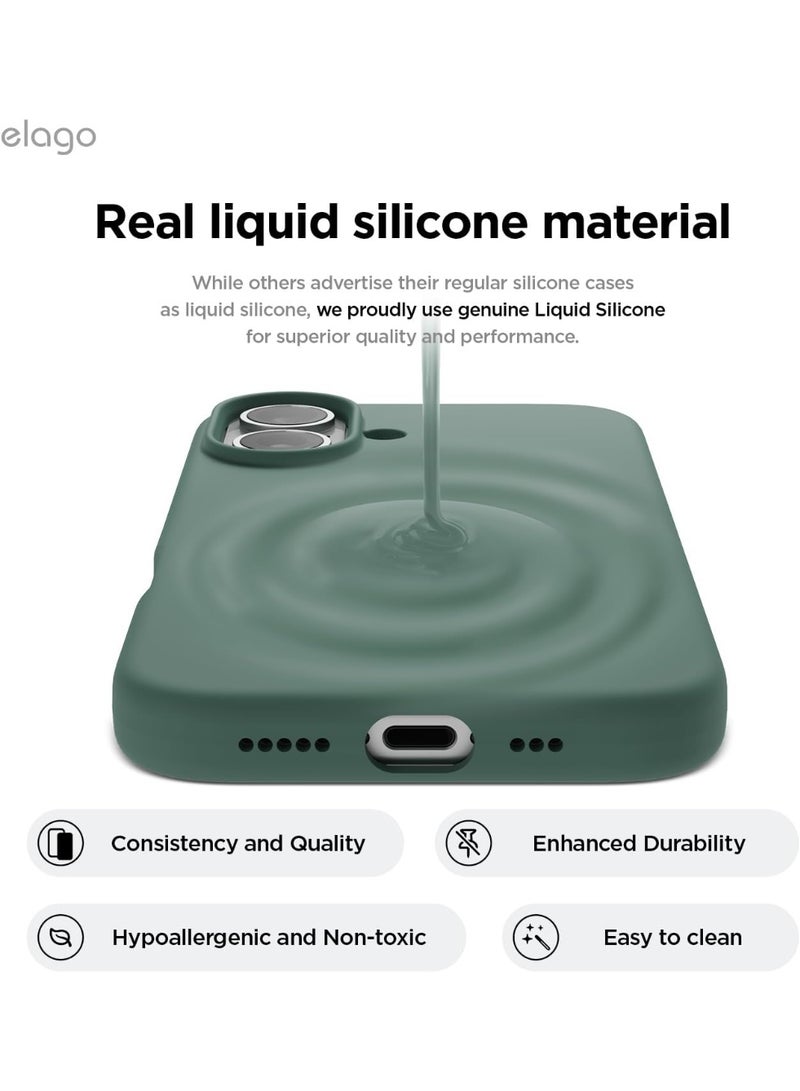 Elago Liquid Silicone for iPhone 16 Plus Case Cover Full Body Protection, Shockproof, Slim, Anti-Scratch Soft Microfiber Lining - Midnight Green - Image 3