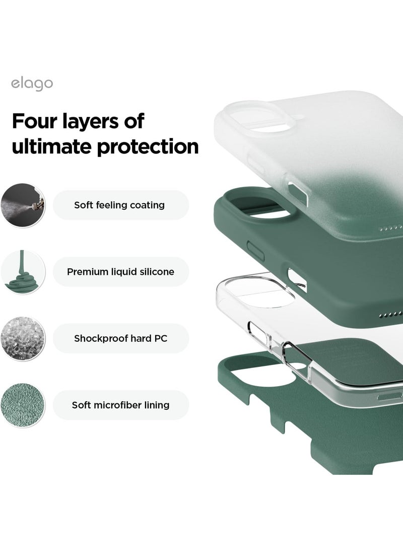 Elago Liquid Silicone for iPhone 16 Plus Case Cover Full Body Protection, Shockproof, Slim, Anti-Scratch Soft Microfiber Lining - Midnight Green - Image 4
