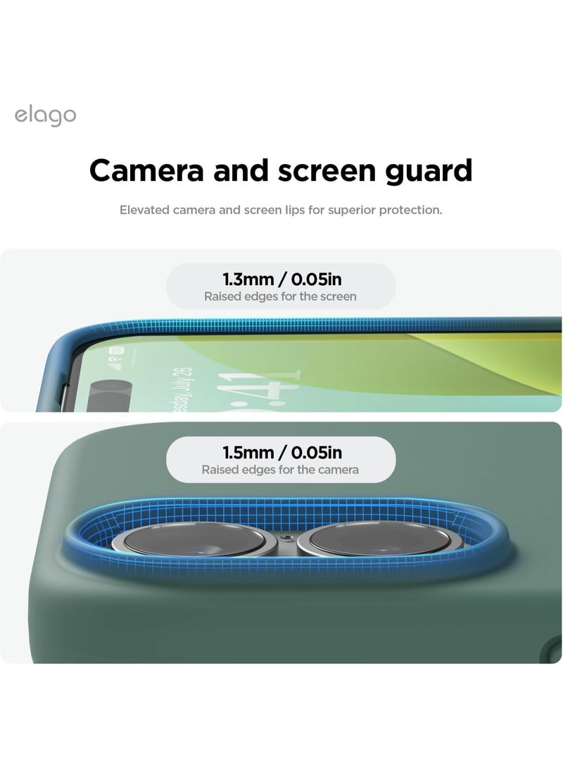 Elago Liquid Silicone for iPhone 16 Plus Case Cover Full Body Protection, Shockproof, Slim, Anti-Scratch Soft Microfiber Lining - Midnight Green - Image 5