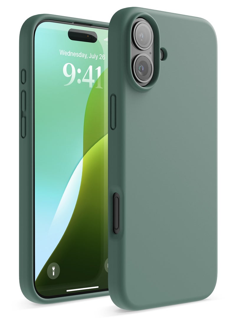 Elago Liquid Silicone for iPhone 16 Plus Case Cover Full Body Protection, Shockproof, Slim, Anti-Scratch Soft Microfiber Lining - Midnight Green - Image 1