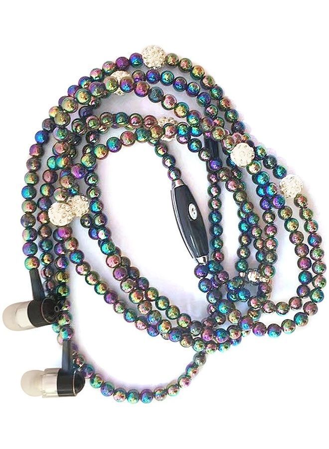 NIBEMINENT Pearl Necklace Stereo Earphones With Microphone Multicolour - Image 1
