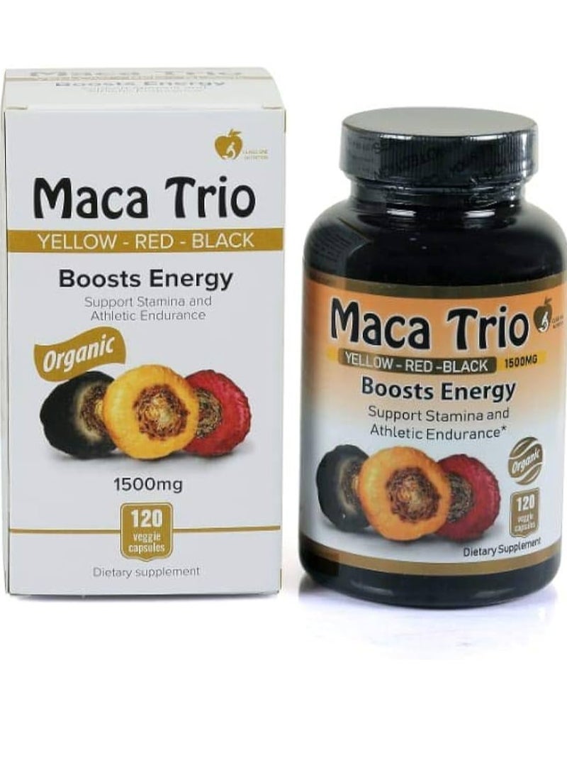 Maca Trio Organic Black,Yellow,Red Root Capsules -1500mg,120 Pieces - pzsku/Z3810A3BF39A100C08092Z/45/_/1733409560/067a31fe-fbd7-4cb8-94f3-6117c1df5b67