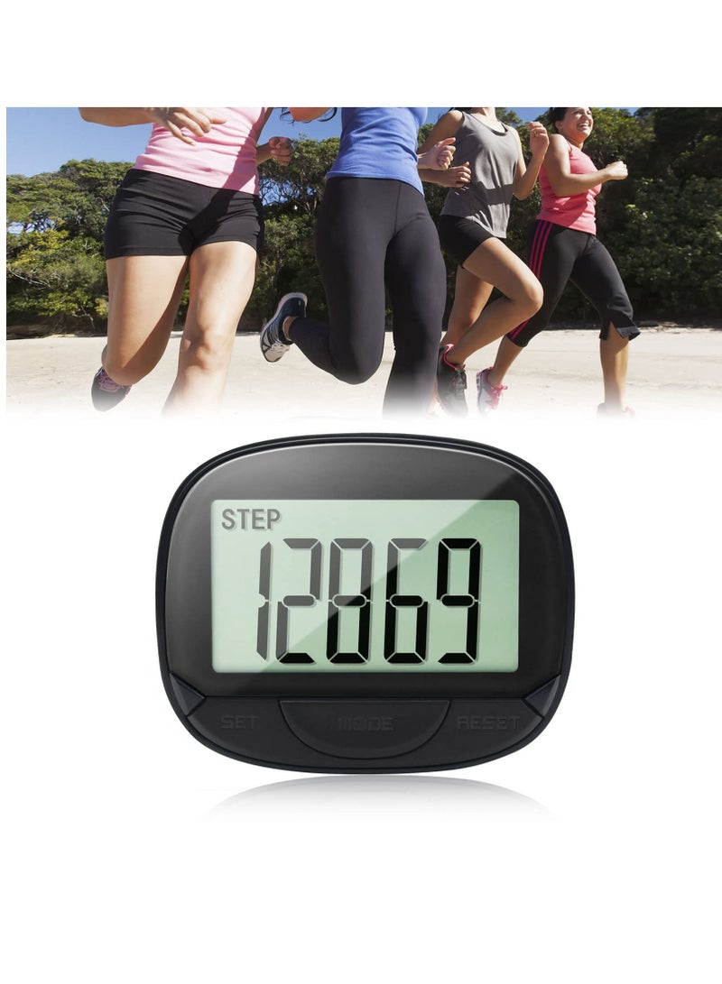 KASTWAVE 3D Pedometer with Clip, Walking Step Counter with Large Display for Men Women Kids, Track Steps and Miles/Km, Calories Burned, Clock, Distance (Black)  - Image 1