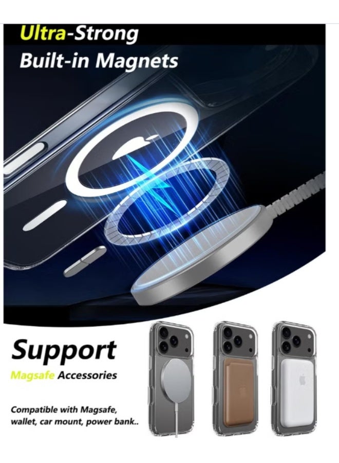 جراب مغناطيسي لهاتف آيفون 17 برو ماكس، متوافق مع تقنية MagSafe، مقاوم للاصفرار، حماية عسكرية، غطاء مغناطيسي شفاف رفيع مقاوم للصدمات لهاتف آيفون 17 برو ماكس 6.9 بوصة، غطاء أو جراب لهاتف آيفون 17 برو ماكس - Image 4