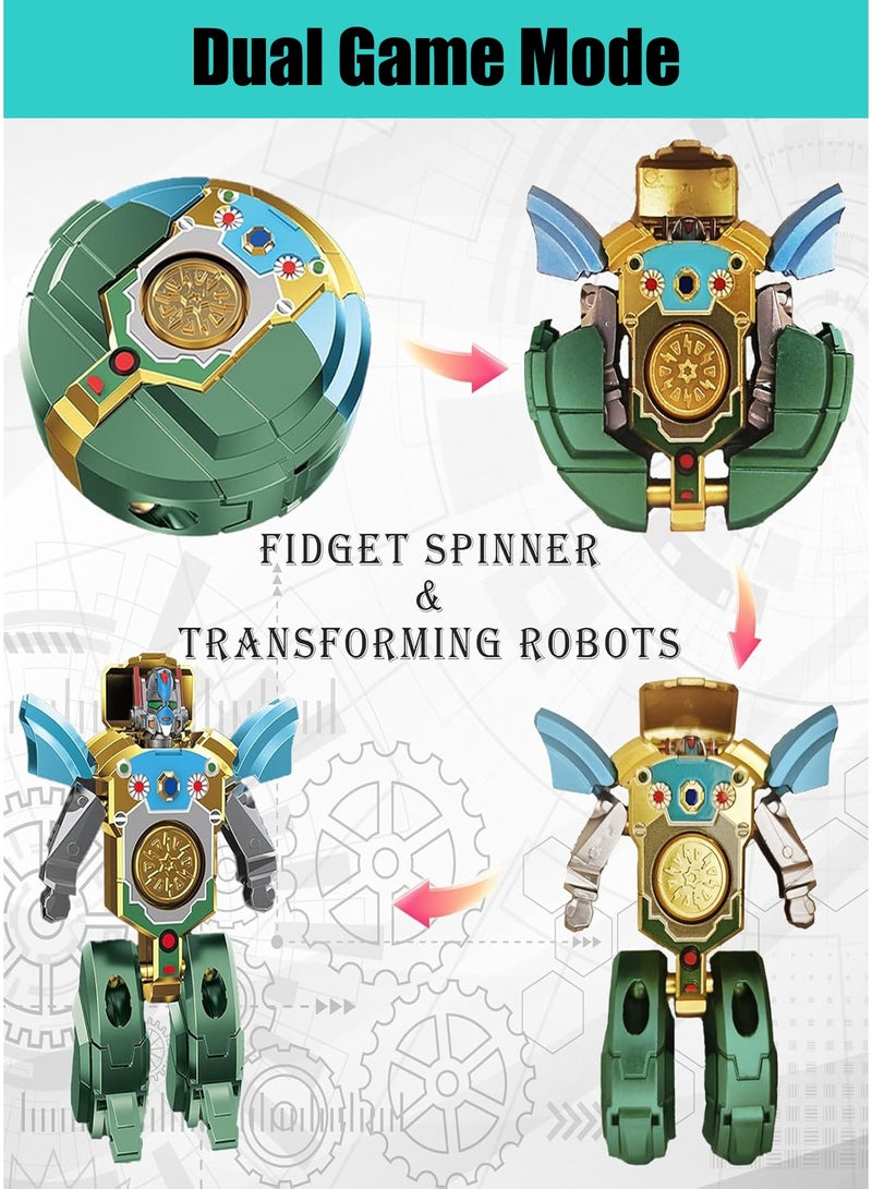 هيروكس لعبة سبينر، لعبة روبوت 2 في 1، تخفف التوتر والقلق، لعبة لتخفيف التوتر بأطراف الأصابع، لعبة للكبار، دوران سلس، أخضر فاتح - Image 2