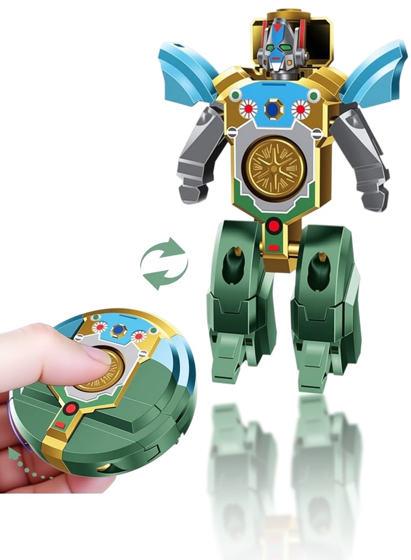 هيروكس لعبة سبينر، لعبة روبوت 2 في 1، تخفف التوتر والقلق، لعبة لتخفيف التوتر بأطراف الأصابع، لعبة للكبار، دوران سلس، أخضر فاتح - Image 1