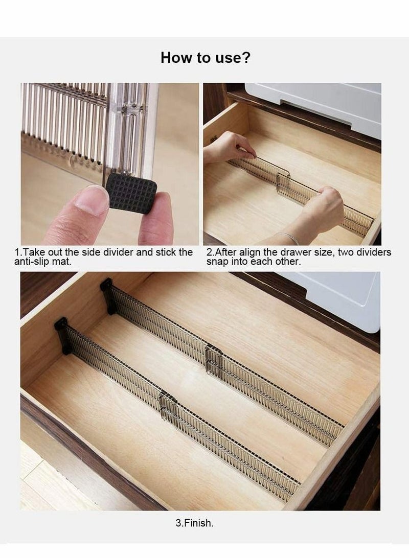 SYOSI Drawer Dividers 4 Pack, Dresser Drawer Organizers Separators Expandable 51-27.5cm for Divide Kitchen Utensils Clothes, Multi Kitchen Drawer Organisers for Bathroom Bedroom Office Dresser - Image 3