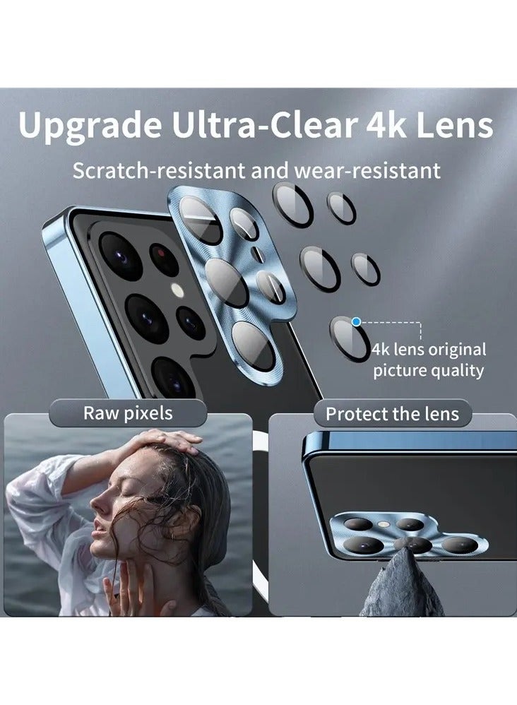 كولور فانس غطاء هاتف ماتي مضاد للخدش لسامسونج جالاكسي S23 ألترا بظهر TPU وحافة معدنية بطلاء كهربائي مع حماية مدمجة للعدسة - أزرق - Image 2