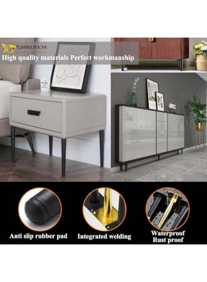 يلا جوي أرجل أثاث معدنية قابلة للتعديل ومطورة، إكسسوارات أرجل خزانة متينة للأريكة/السرير/المكتب/الأريكة/الطاولة/الكرسي/طاولة الزينة، مجموعة من 4 قطع من أرجل الأثاث البديلة - Image 3