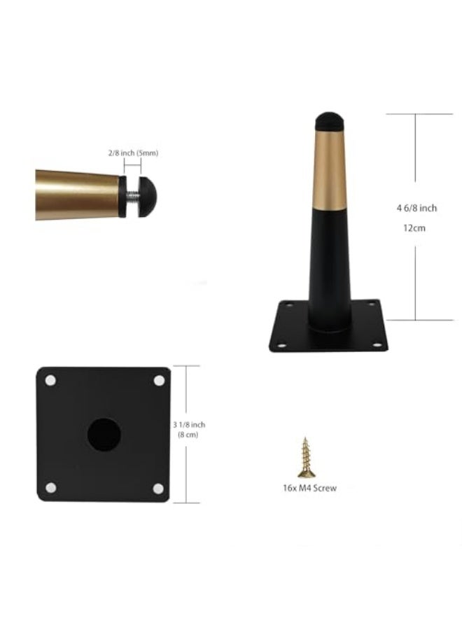 يلا جوي أرجل أثاث معدنية قابلة للتعديل ومطورة، إكسسوارات أرجل خزانة متينة للأريكة/السرير/المكتب/الأريكة/الطاولة/الكرسي/طاولة الزينة، مجموعة من 4 قطع من أرجل الأثاث البديلة - Image 5