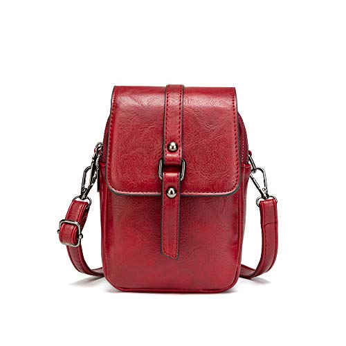 My Friday myfriday Vintage Crossbody Phone Bag for Women, Small Leather Shoulder Purse and Handbag with Tassel&Rivet Decoration - Image 1