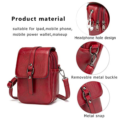 My Friday myfriday Vintage Crossbody Phone Bag for Women, Small Leather Shoulder Purse and Handbag with Tassel&Rivet Decoration - Image 5