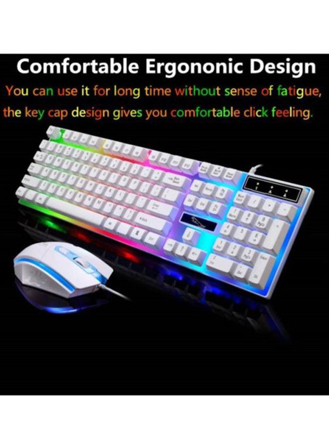 طقم مكون من لوحة مفاتيح G21 سلكية بإضاءة LED بألوان قوس قزح بمنفذ USB مع ماوس للألعاب - Image 5