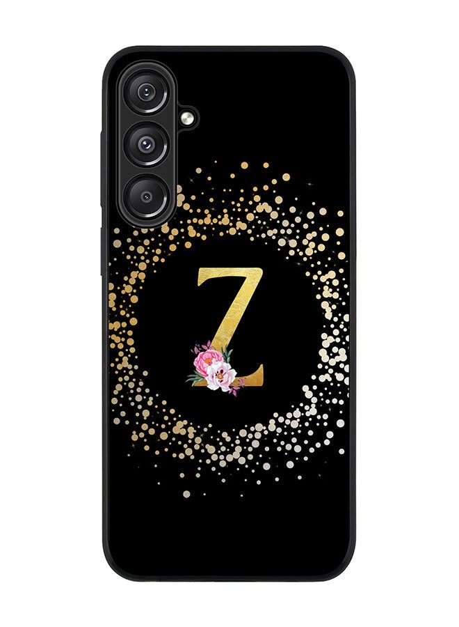 Stylizedd For Samsung Galaxy A16 / A16 5G Case,Slim fit Camera Protection, Shockproof Thin Phone cover - Custom Monogram Floral - Z ( Black ) - Image 1