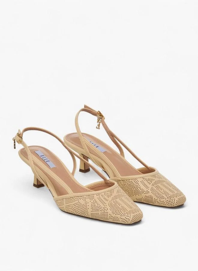 ELLE Women Perforated Kitten Heel Sandals