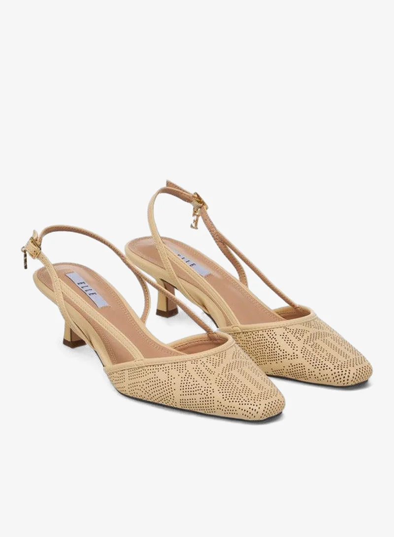 ايل Women Perforated Kitten Heel Sandals