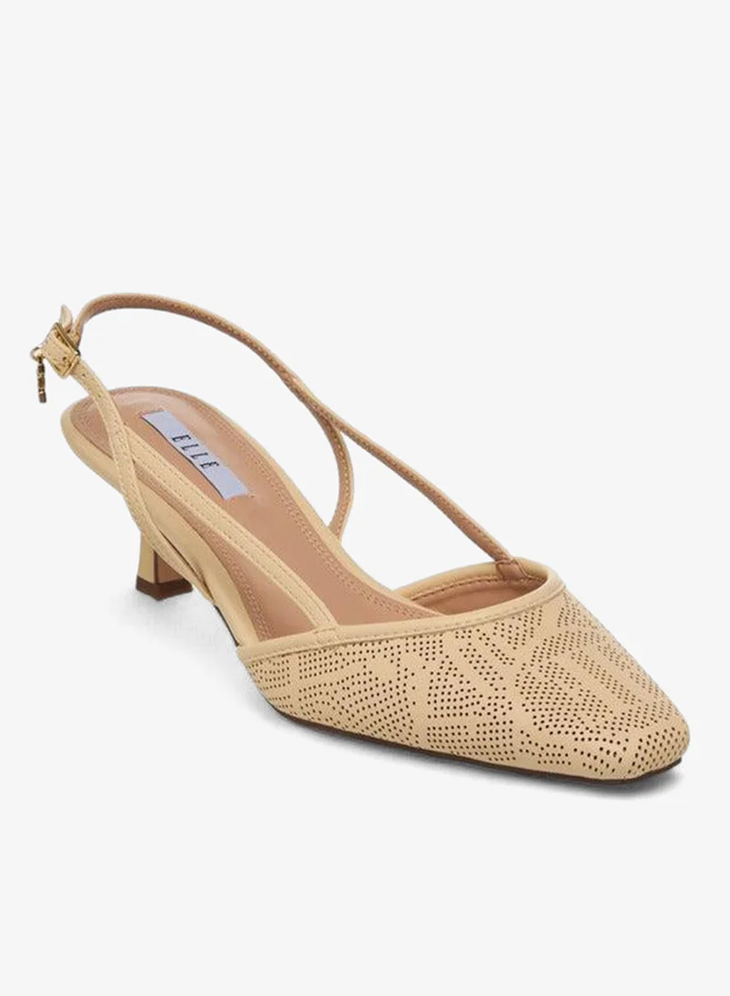 ايل Women Perforated Kitten Heel Sandals