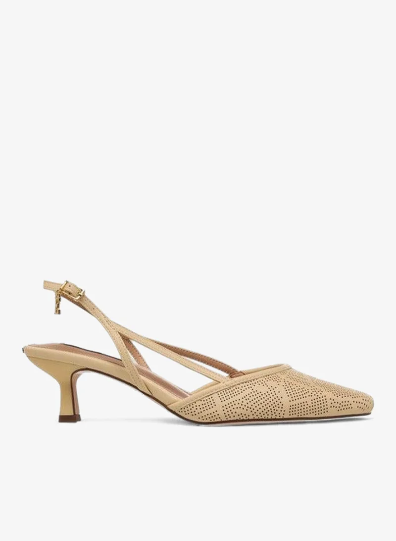 ايل Women Perforated Kitten Heel Sandals