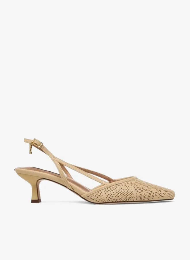 ايل Women Perforated Kitten Heel Sandals