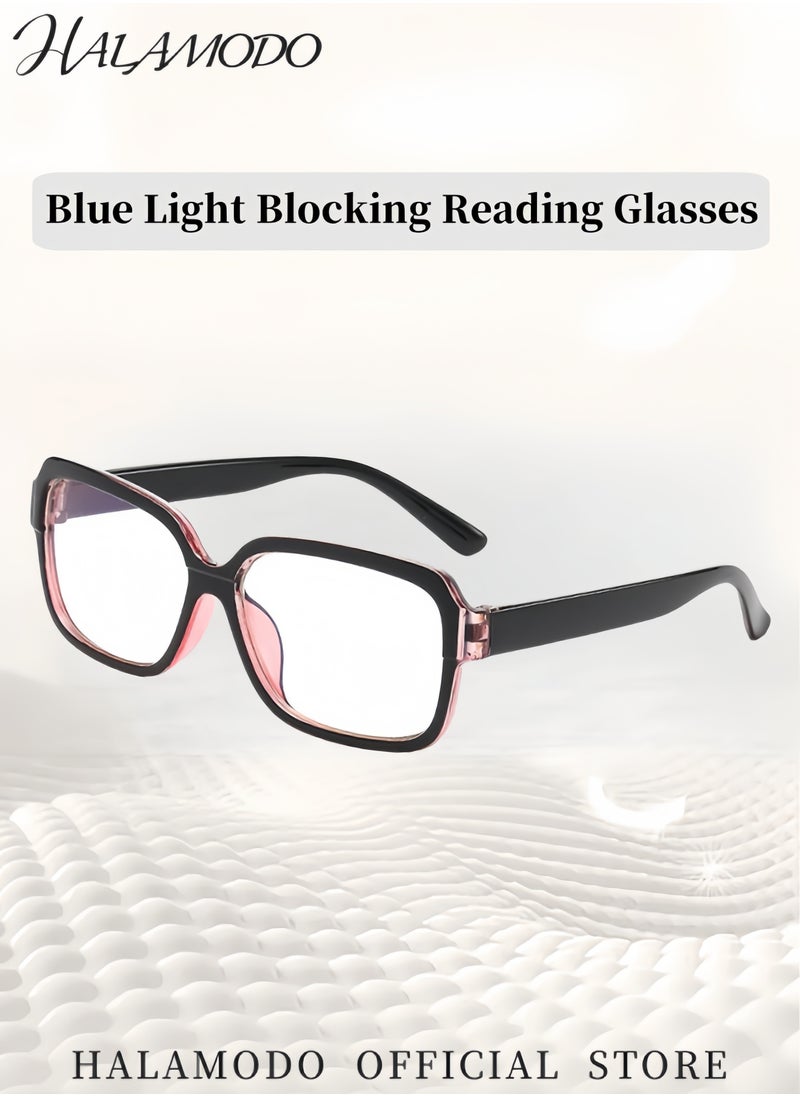 HALAMODO - Unisex Reading Glasses Oversized Blue Light Blocking Glasses Fashion Square Eyewear Anti-Fatigue Computer Monitor Gaming Glasses Reduce Eye Strain Gamer Glasses - Image 1