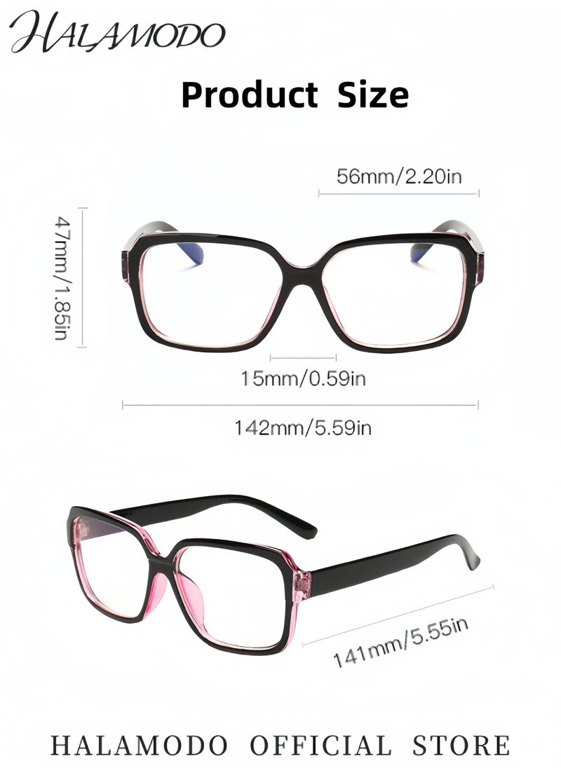 HALAMODO - Unisex Reading Glasses Oversized Blue Light Blocking Glasses Fashion Square Eyewear Anti-Fatigue Computer Monitor Gaming Glasses Reduce Eye Strain Gamer Glasses - Image 1